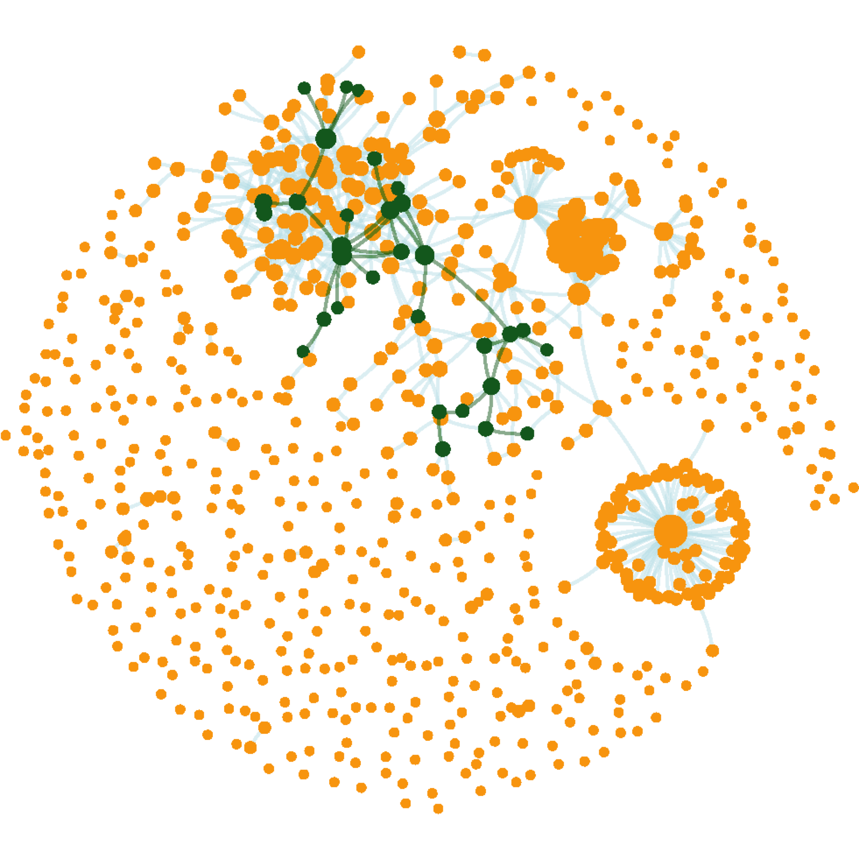 The parent network highlighted with the subnetwork. The layout (node coordinates) preserved.